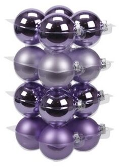 Kerstballen - 16 st - glas - paars - mat-glans - 8 cm - Kerstbal