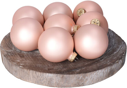Kerstballen - 16x stuks - chic roze - glas - 7 cm - mat