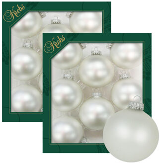 Kerstballen - 16x stuks - parel grijs - glas - 7 cm - mat