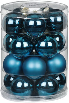 Kerstballen - 20x st - diep blauw - D6 cm - glas - mat/glans - kerstversiering