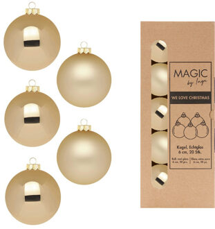 Kerstballen - 20x stuks - brokaat goud - glas - 6 cm Goudkleurig