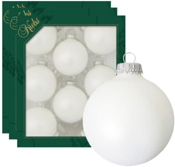 Kerstballen - 24x - satijn wit - glas - mat - 7 cm?- Kerstversiering/kerstdecoratie