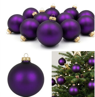 kerstballen - 24x st - magic velvet paars - 7 cm - glas - kerstversiering