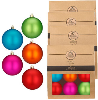 Kerstballen - 24x stuks - gekleurd - kunststof - D8 cm - kerstversiering