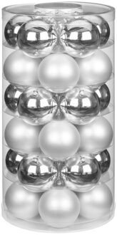 Kerstballen - 30x st - zilver - D6 cm - glas - mat/glans - kerstversiering