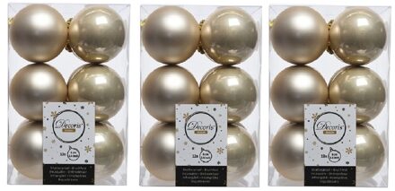 Kerstballen - 36x - licht parel/champagne -?6 cm - kunststof - mat/glans