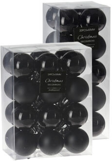 Kerstballen 44x stuks zwart 3 en 4 cm kunststof