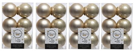 Kerstballen - 48x - licht parel/champagne -?6 cm - kunststof - mat/glans