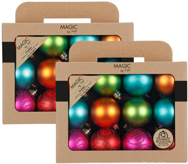 Kerstballen - 48x stuks - 6 cm - gekleurd - kunststof - kerstballenpakket