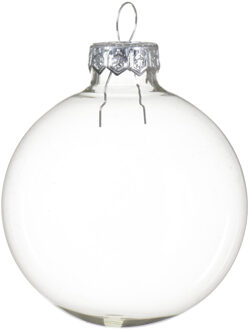kerstballen - 6x st - transparant parelmoer - D8 cm - glas - Kerstbal