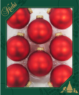 Kerstballen - 8 stuks - vuurrood - glas - 7 cm - luxe glazen kerstballen - kerstversiering