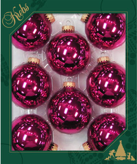 kerstballen - 8x st - Cabernet roze - 7 cm - glas - kerstversiering
