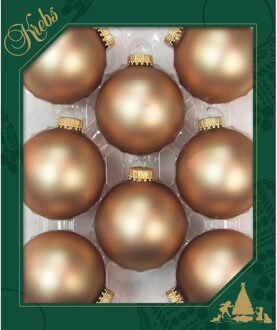 Kerstballen - 8x st - cappuccino velvet bruin - 7 cm - glas - kerstversiering