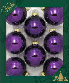 kerstballen - 8x st - koning paars - 7 cm - glas - kerstversiering
