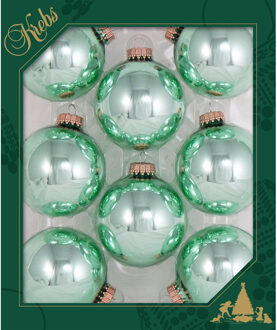 Kerstballen - 8x st - mintgroen - 7 cm - glas - seafoam groen - kerstversiering