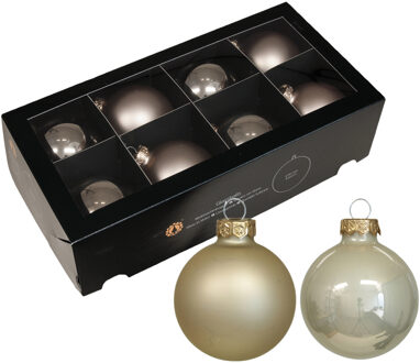 Kerstballen - 8x stuks - licht champagne - glas - 8 cm