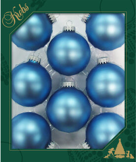 Kerstballen - 8x velvet blauw glas 7 cm