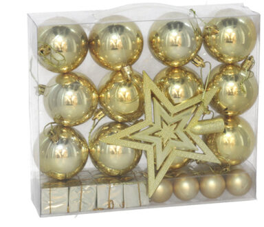 Kerstballen en ornamenten - 29x - goud kunststof - Kerstbal Goudkleurig