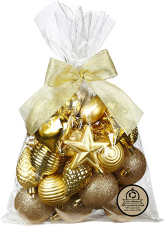 Kerstballen en ornamenten - 30x - kunststof - goud - in giftbag