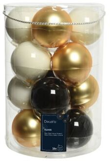 Kerstballen glas d8 cm wolwit 16st kerst