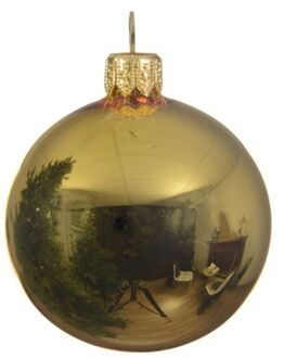 Kerstballen glas glans 15 cm licht goud