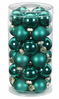 Kerstballen - klein formaat - 30x st - groen - D4 cm - glas - glans en mat
