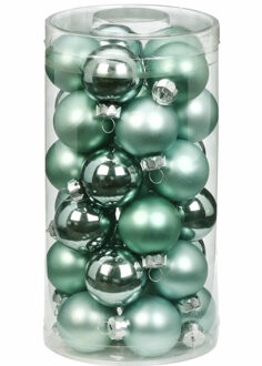 Kerstballen - klein formaat - 30x st - mintgroen - D4 cm - glas - glans en mat