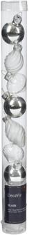 Kerstballen mini dia3cm glas zilver 9dlg Zilverkleurig