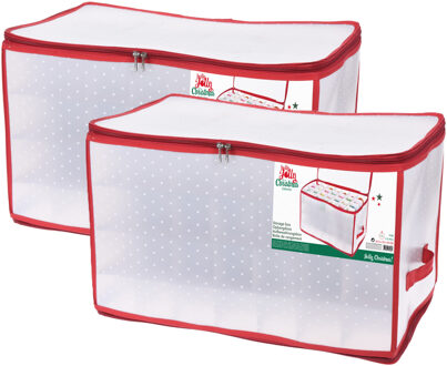 Kerstballen opbergbox - 2x - 57 x 33 x 34 cm - voor 112 ballen - kerstversiering opruimen/opbergen