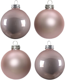 Kerstballen set - 10x - Lichtroze - glas - 6 cm - Kerstbal