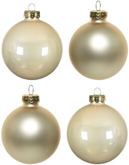 Kerstballen set - 10x - parel kleur - glas - 6 cm - Kerstbal Champagnekleurig