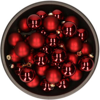 Kerstballen set van glas 36x stuks bordeaux rood 6 cm - Kerstbal