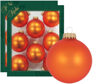 Kerstballen - wildfire velvet oranje - 16x - glas - 7 cm - kerstversiering