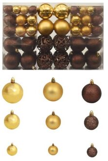 Kerstballenset 6 cm bruin/brons/goud 100-delig Multicolor