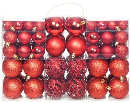 Kerstballenset 6 cm rood 100-delig