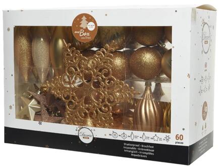 Kerstballenset kunststof 60 stuks goud