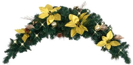 Kerstboog met LED-lampjes 90 cm PVC groen Multikleur