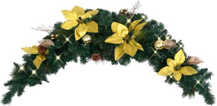 Kerstboog met LED-lampjes 90 cm PVC groen