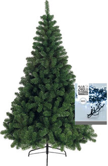 Kerstboom 180 cm incl. kerstverlichting lichtsnoer helder wit - Kunstkerstboom Groen