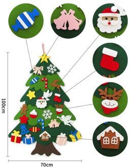 Kerstboom Creatieve Kinderen Handgemaakte Diy Speelgoed Vilt Stereo Xmas Tree Countdown Kalender Decor Ornament Kerst Hanger