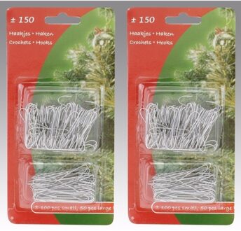Kerstboom decoratie kerstbalhaakjes zilver 300 stuks