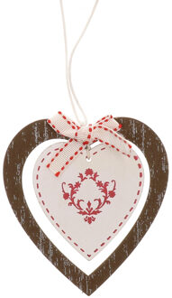 Kerstboom decoratie/kersthanger bruin hart 10 cm Multi