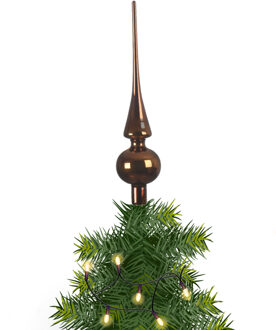 Kerstboom glazen piek bruin glans 26 cm - kerstboompieken