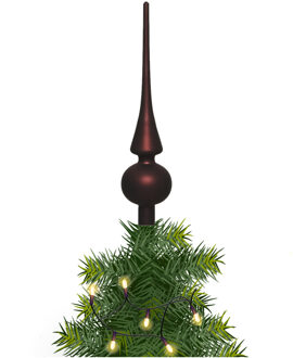 Kerstboom glazen piek bruin mat 26 cm - kerstboompieken