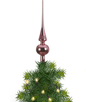 Kerstboom glazen piek bubblegum roze glans 26 cm - kerstboompieken