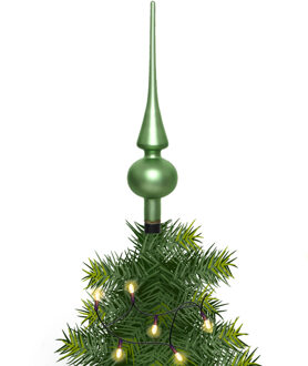 Kerstboom glazen piek groen mat 26 cm - kerstboompieken