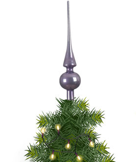 Kerstboom glazen piek lila paars glans 26 cm - kerstboompieken