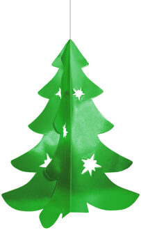 Kerstboom hangdecoratie - groen - 50 cm - papier - brandvertragend - kerstversiering