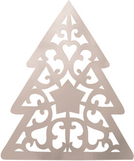 Kerstboom hangdecoratie - zilver - 50 x 40 cm - karton - brandvertragend - kerstversiering