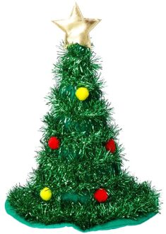 Kerstboom Hoed Groen Met Ster - Hoeden - Kerst Verkleed Accessoires